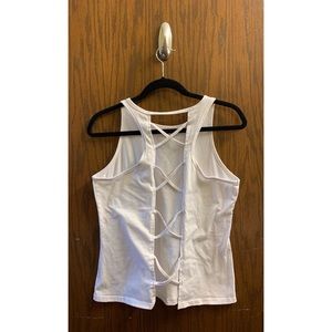 White tank with open back, size M